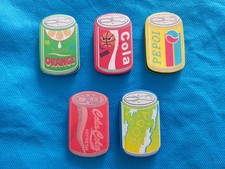 x5 GOMME GOMMINE da COLLEZIONE Vintage ERASER Anni 80 LATTINE BIBITE COLA ORANGE