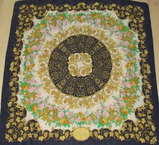 FOULARD 100% PURA SETA SILK SOIE VINTAGE DONNA BASILE (1667) 84cm x 88cm