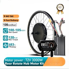 Mozzo Ruota Motore 72V 3000W Brushless Gearless Posteriore Ruota per Bici Elettrica MTB