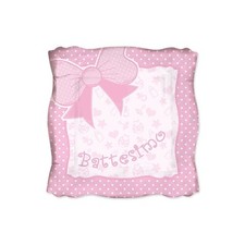 Piatti Piatto Quadrato Frutta Dolce Battesimo Bimba Rosa Baby Cartoncino Tavola 