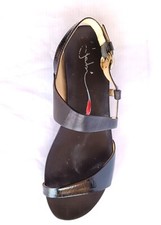 SANDALO DONNA FABI USATO PELLE NERO FONDO VERO CUOIO N.39