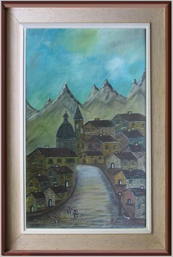 Arte naif antico borgo - arte,