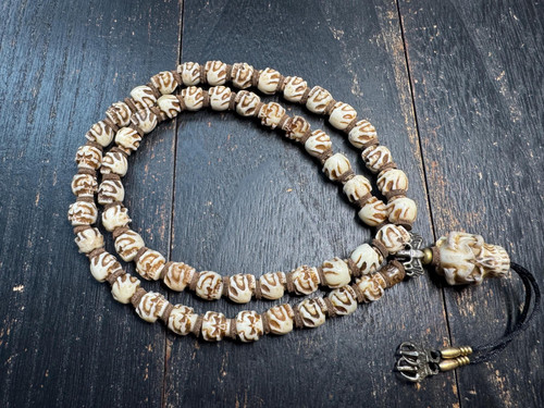 Collana mala perline osso - collana,