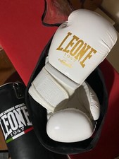 guanti da boxe Leone, bianchi e oro, taglia 10