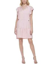 /LX063/ Tommy Hilfiger Short Sleeve Ruffled Dress Pink Sz 12 $109