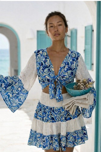 Set abbinato seta boho - , gonna