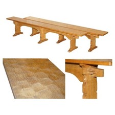 COPPIA DI PANCHE DA BANCO TAVOLO SALA DA PRANZO VINTAGE ADZED ROBERT MOUSEMAN THOMPSON