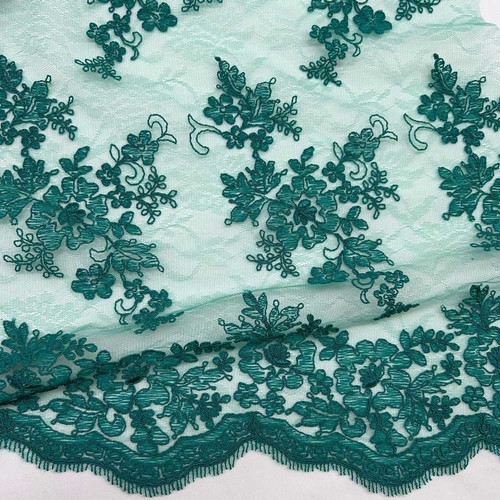 Tessuto tulle ricamato - tulle, giada