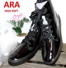 ARA HIGH SOFT Damen Schnür BOOTS schwarz LACK LEDER Gr. 8 - 42 BAMBOO Futter