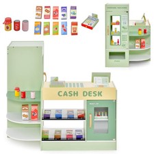 Set giocattolo gioco supermercato in legno per bambini negozio di alimentari playset con banco cassa