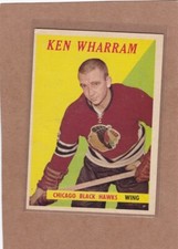 1958-59 TOPPS HOCKEY KEN WHARRAM ROOKIE #14 BLACK HAWKS VGEX/EX *A27831