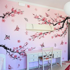 Adesivi murali ex grandi fiori rosa ramo fiore decalcomanie artistiche soggiorno camera da letto