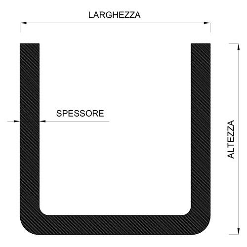 Barra ferro liscio u - liscio,