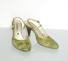 Scarpe slingback in pelle verde effetto rettile numero 37