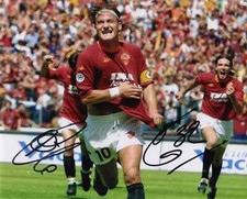 FRANCESCO TOTTI VINCENT CANDELA Foto Autografata PROOF Signed Photo AS Roma