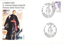 Cartolina CARRO (SP) S. Antonio Maria Gianelli - Annullo figurato del 27.5.2001