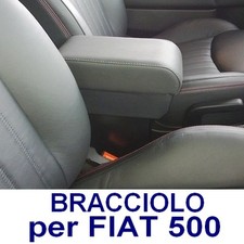 Bracciolo portaoggetti per FIAT 500 -ECO PELLE NERA-MADE IN ITALY-appoggiagomito
