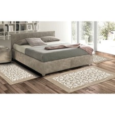 Tris Tappeto camera scendiletto stile classico damascato ZAFFIRO Beige Made In I