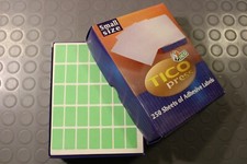 8.750 Etichetta Adesiva 28x15 mm VERDE 250 Fogli Cartoleria Vintage Nos Tico