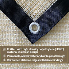 Tenda da Sole 50% Rete da Giardino Serra Telo Parasole con Occhielli Beige