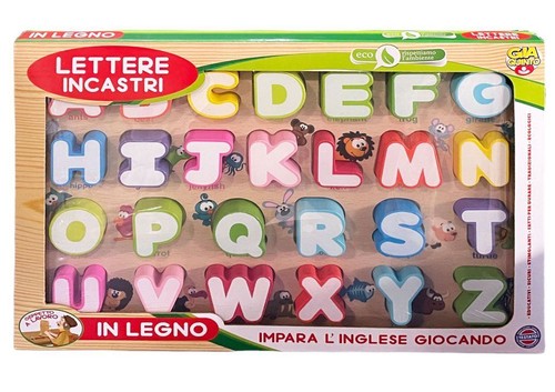 Lettere incastri legno gioco - lettere,