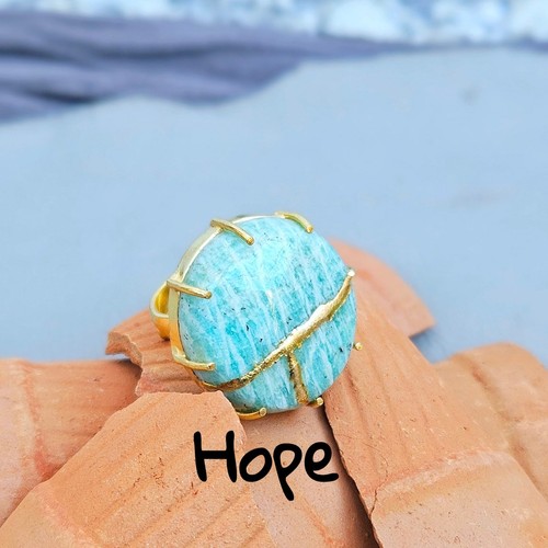 Anello kintsugi amazzonite - anello, in