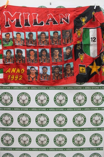 Bandiera calcio scarf milan - bandiera,