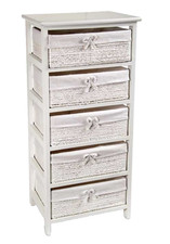 CASSETTIERA 5 CASSETTI VIMINI MOBILETTO LEGNO SLIM SALVASPAZIO CASA 73*40*29cm