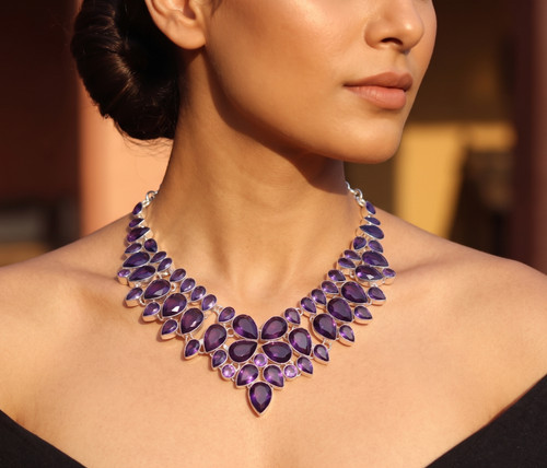 Collana ametista viola argento