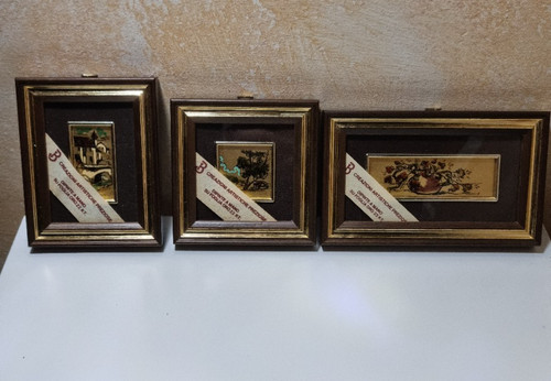 Trittico foglia oro 23kt - d'oro,
