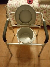 SEDIA COMODA WC BAGNO ALLUMINIO LEGGERISSIMA  REGOLABILE In Altezza 