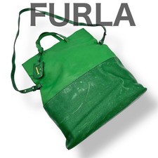 Borsa a tracolla FURLA vintage verde 40x32x8 cm manico 30 cm autentica preloved