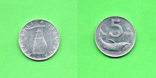 Italia lire 5 1968 - italia,