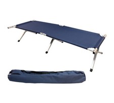 LETTINO BRANDINA LETTO DA CAMPEGGIO CAMPING XL ACCIAIO PIEGHEVOLE CON BORSA BLU