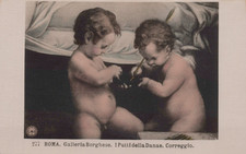 CARTOLINA  ROMA LAZIO GALLERIA BORGHESE I PUTTI DELLA DANAE CORREGGIO NON VIAGG.