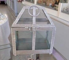 Lanterna serra in vetro e metallo con coperchio cm. 15x8,5x19 h