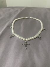 collana di perle vere con crocifisso e angeli