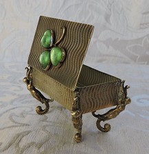 Victorian Irish Brass Trinket Jewel Box with Trefoil & Sirens