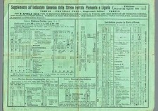 Orario Ferrovie Piemonte Liguria 1934 cm 20,5 x 14,5 ripiegato