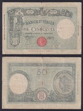 Banconota Italia 50 lire Grande "L" 8.10.1943 P.-65 BB-/VF-