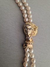 collana perle qualita superiore a due fili con chiusura oro 18 carati e diamanti