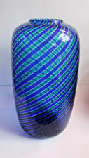 L68- VASO VENINI 86-CANNE RITORTE BLU VERDE BIG GRANDE DESIGN MURANO GLASS VETRO