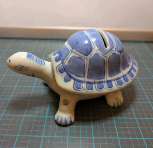 Vintage porcelain turtle coin - porcelain,