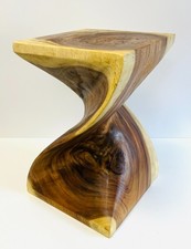 Tavolino Laterale Twisted Teak Interno Artigianale Legno Lampada Tavolo Quadrato Rustico