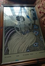ENORME SPECCHIO D'EPOCA PUBBLICITARIO EUGÈNE LONDON 99X66 CM