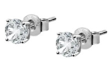 Orecchini Argento 925 Punto Luce 4mm Zirconi Brillanti Uomo Donna