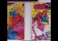 Trittico Quadri Donna Arte