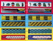 6 RIGHELLI PUBBLICITARI VARI VUE 3D OSCILLANTI per cruscotti 15 cm 6 pollici USA anni '60