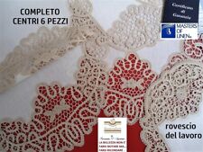 Centri fatti a mano , lino pizzo tombolo cantù completo 6 pezzi ovale avorio