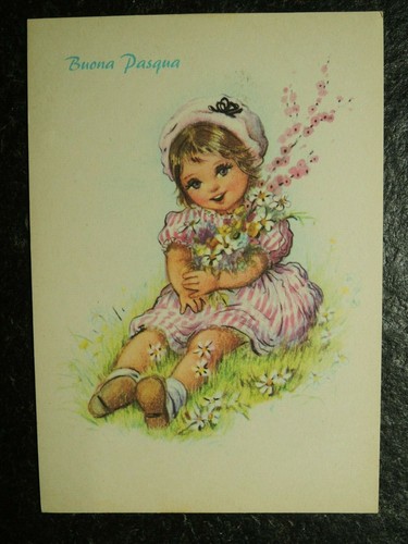 Cartolina antica bambina con - antica,,